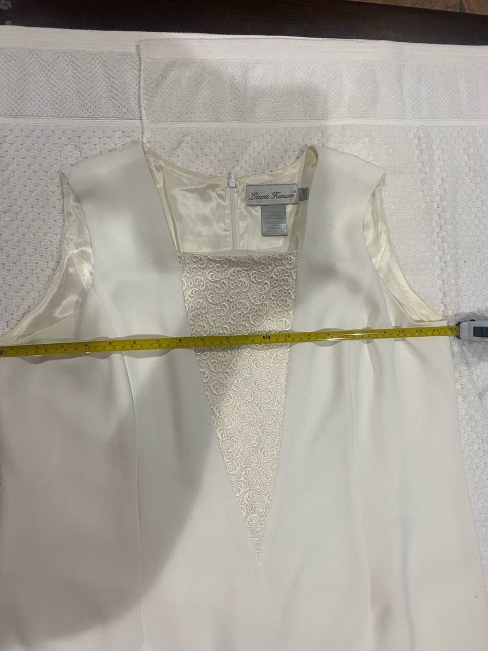 Ivory Satin-Trim Dress with Open Front Jacket Suit - Picture 6 of 16